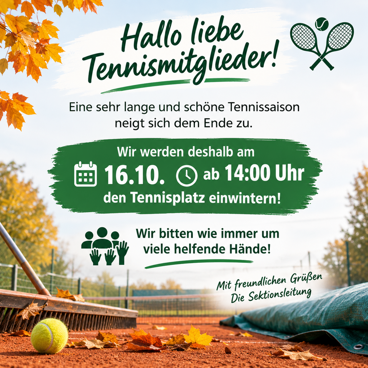 Tennisplatz einwintern 
